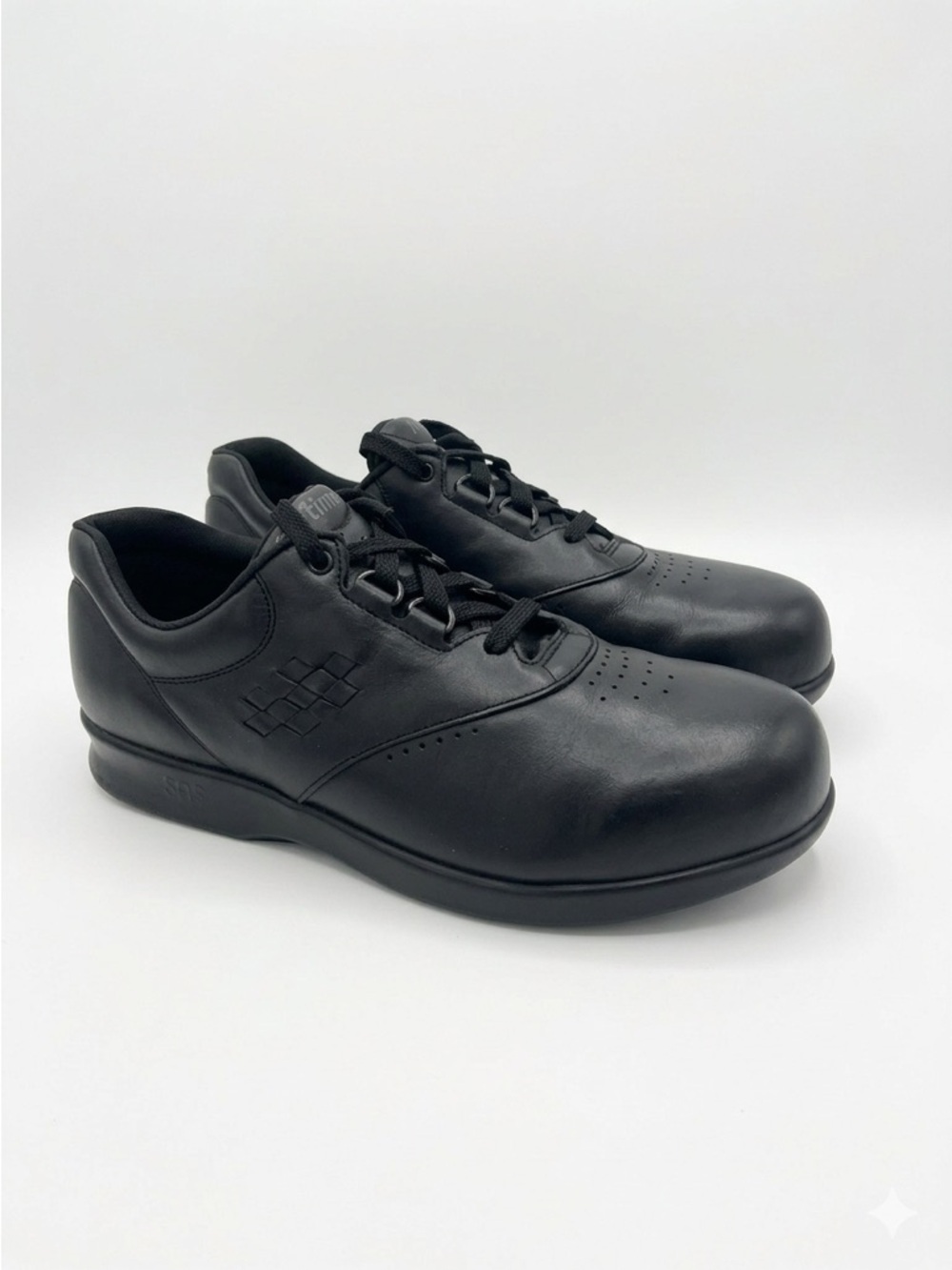 SAS Women's Free Time Black Leather Walking Lace-Up Shoes NWOT 9WW Double Wide